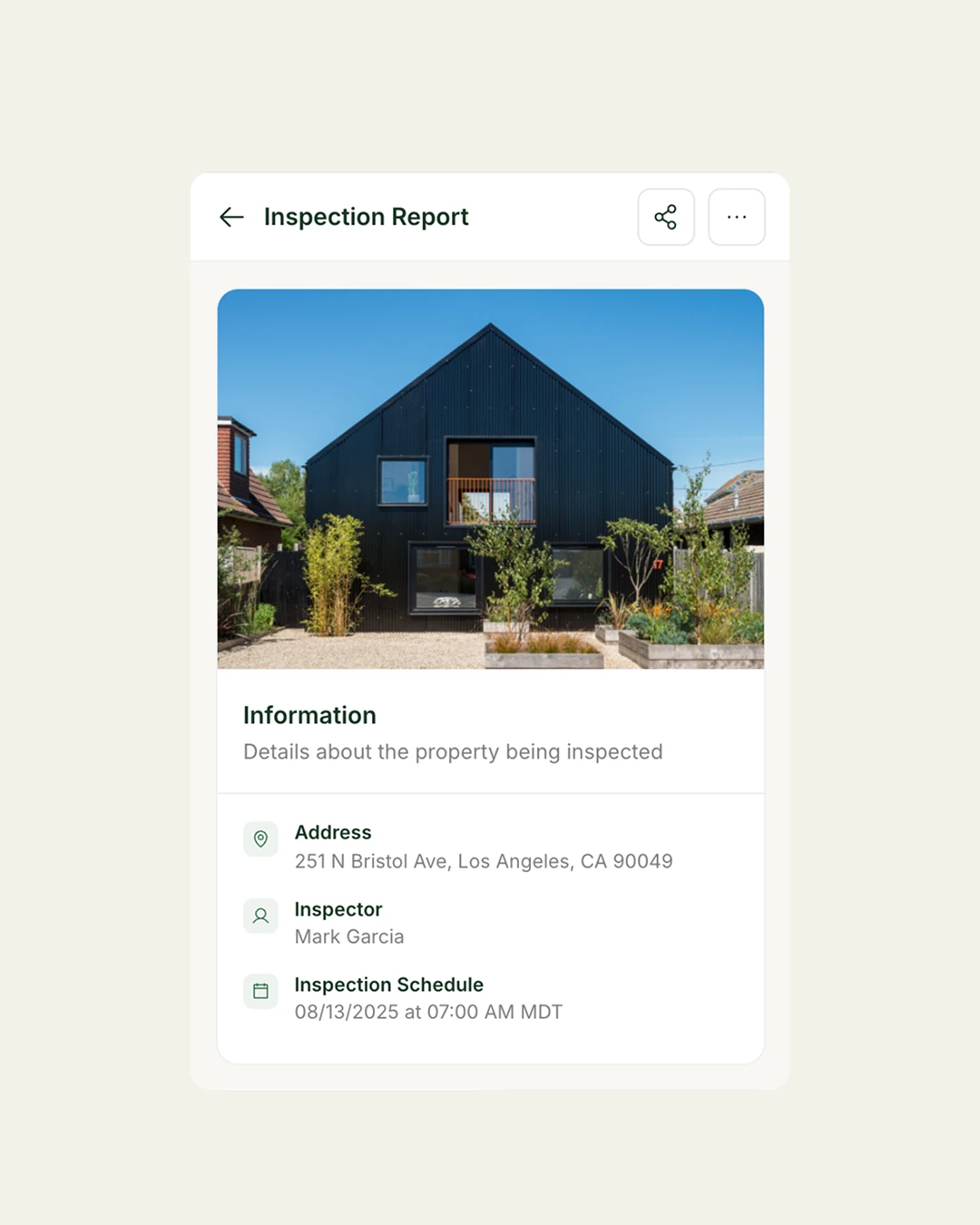 Binsr Inspect inspection report on mobile