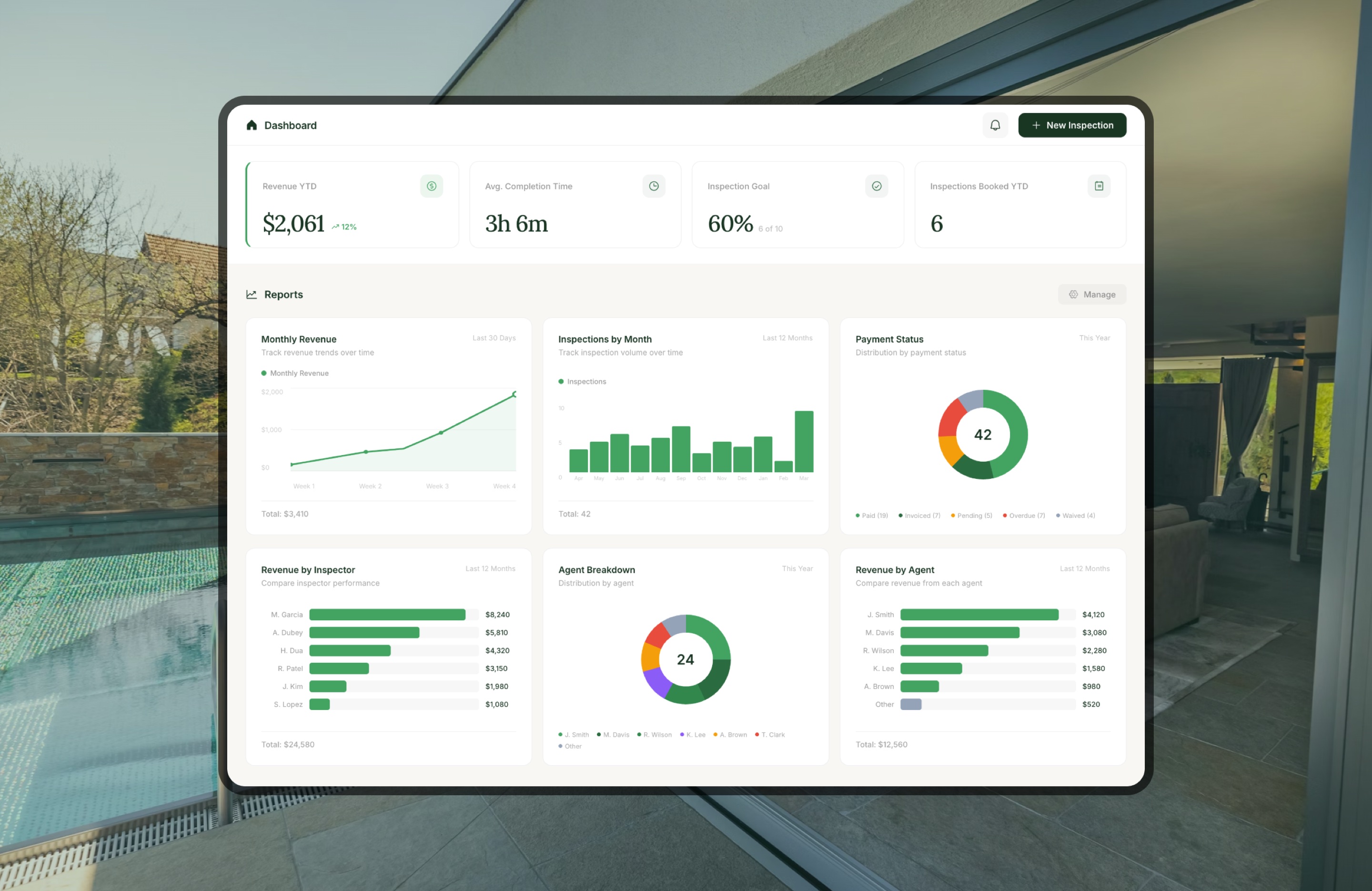 Binsr Inspect inspector dashboard on tablet