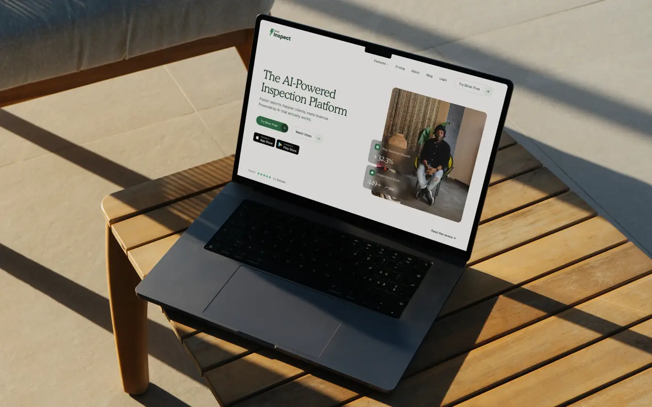 Binsr website on a laptop