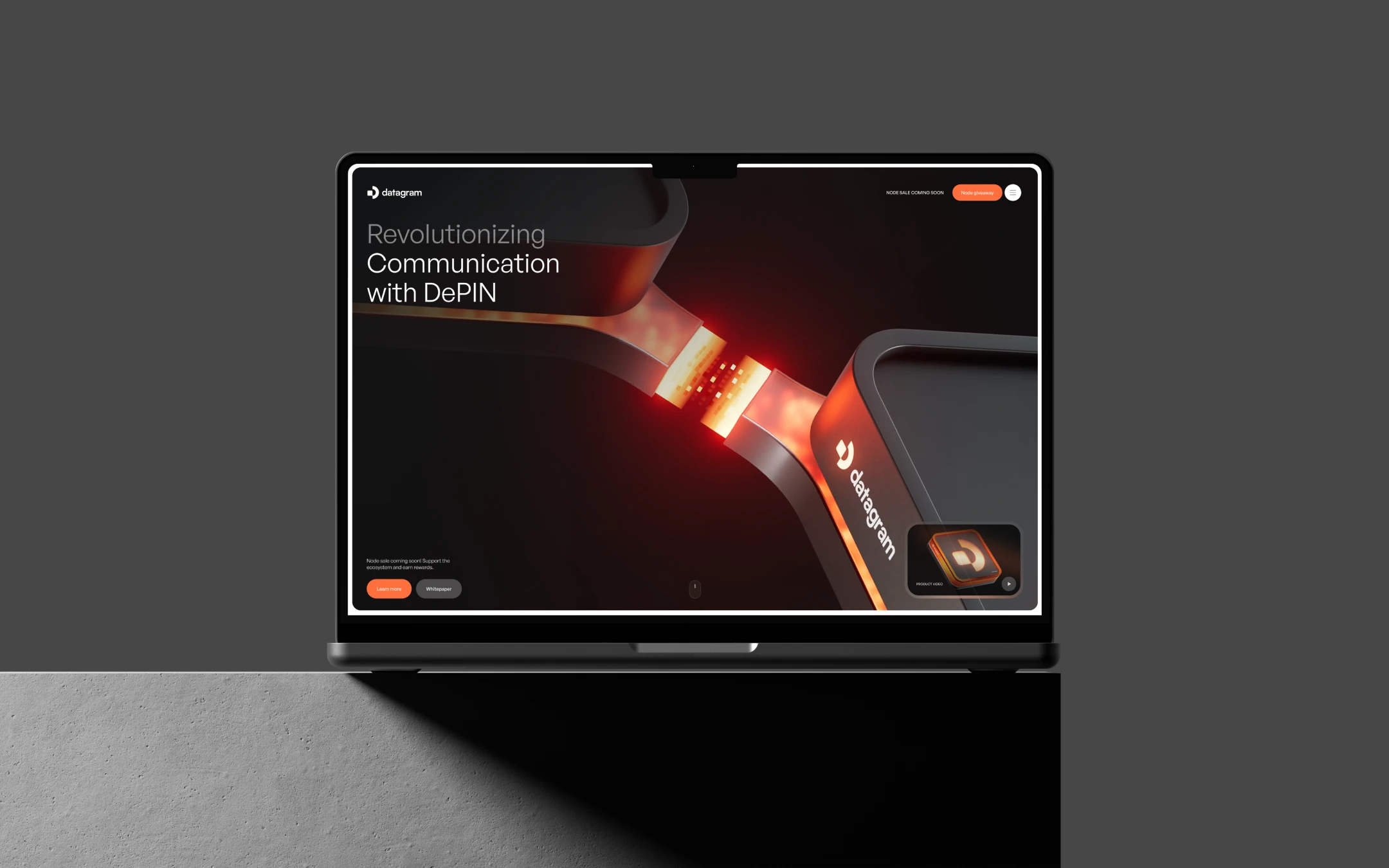 Datagram website hero on laptop