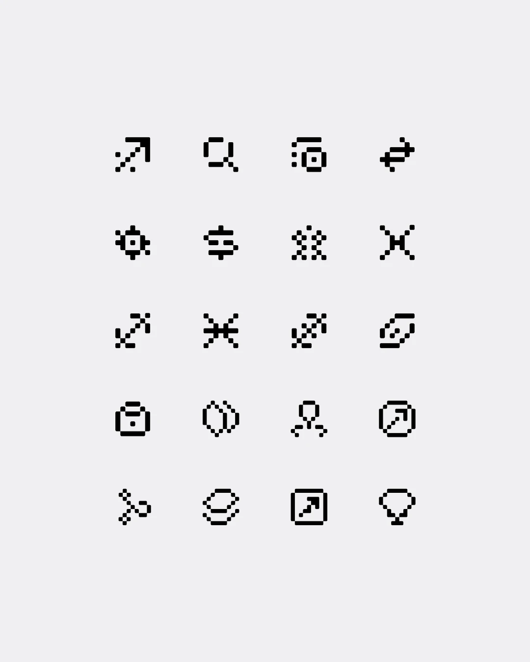 Datagram pixel icon set