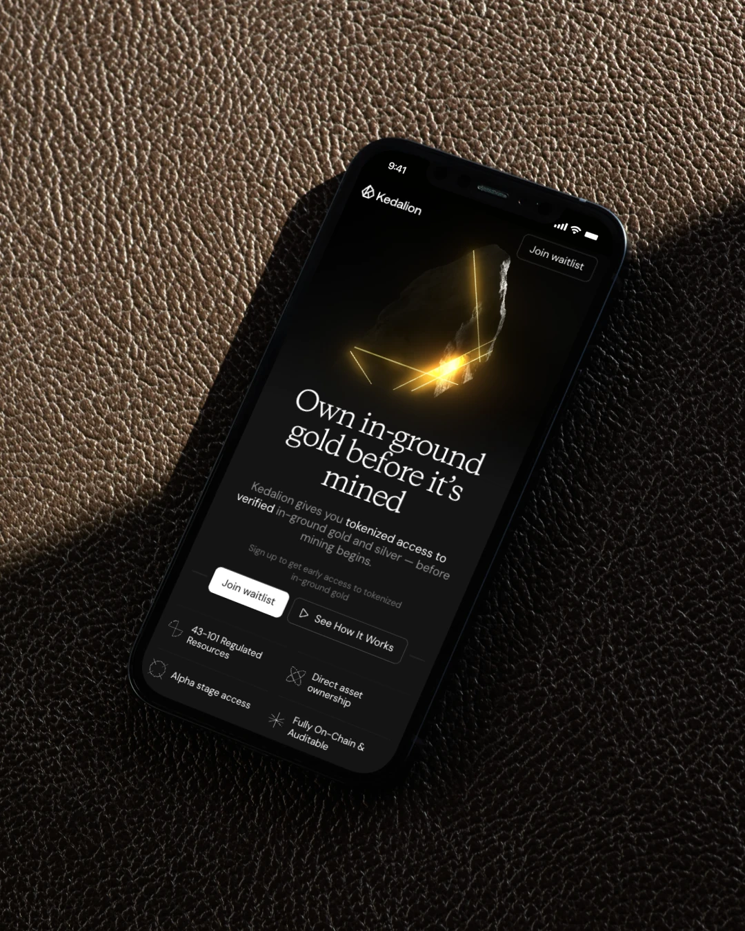 Kedalion mobile website on an iPhone