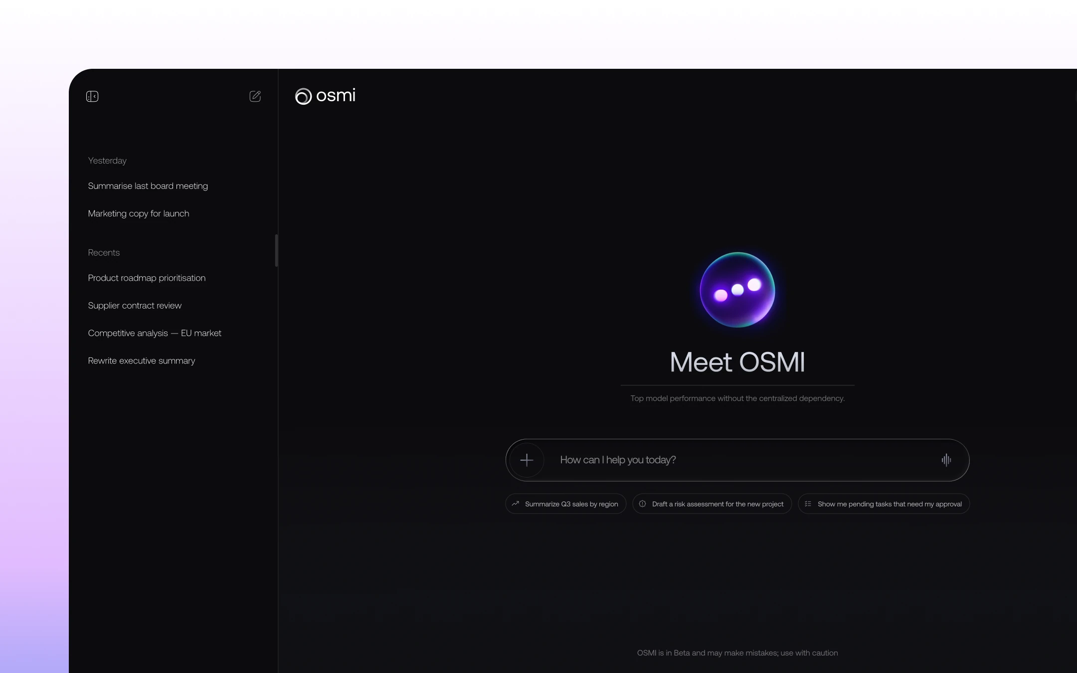 OSMI AI launch campaign messaging interface