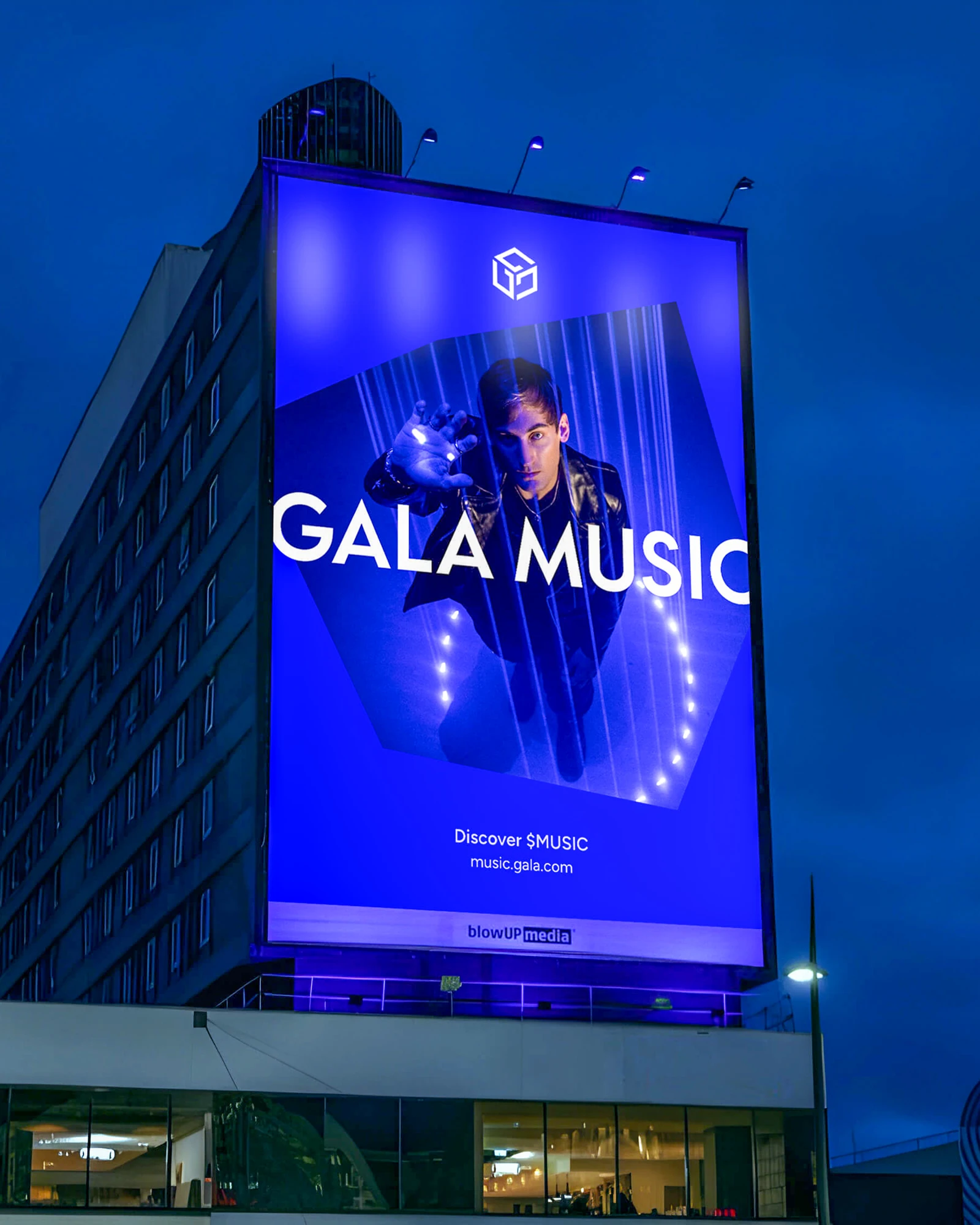 Gala Music billboard campaign by Proof of Work Studio